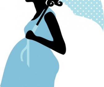Pregnant Woman Realistic Illustration In Silhouette Style