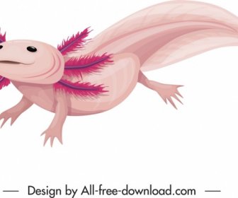 Prehistoric Animal Icon Amphibian Creature Colored Classical Sketch