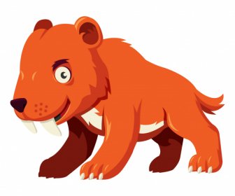 Beruang Prasejarah Icon Berwarna Kartun Karakter Sketsa