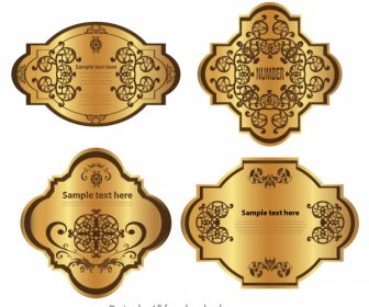 Prémio Rótulo Modelos Luxo De Dourado Brilhante Decoração Simétrica