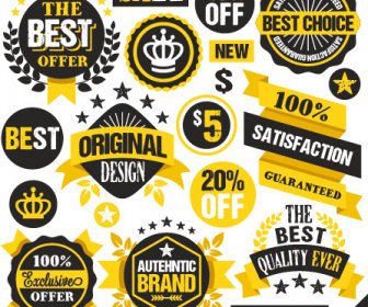 Premium-Qualität Schwarz Mit Gelben Etiketten Und Abzeichen Vektor