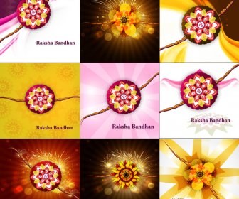 Présentation Belle Raksha Bandhan Celebration Collection Fond Coloré Vecteur