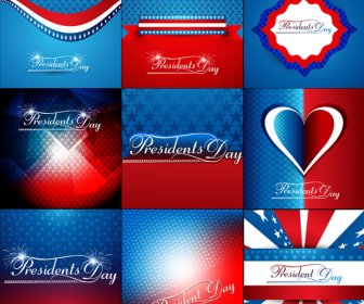 President Day In United States Of America Collection Colorful Background Vector Illustration
