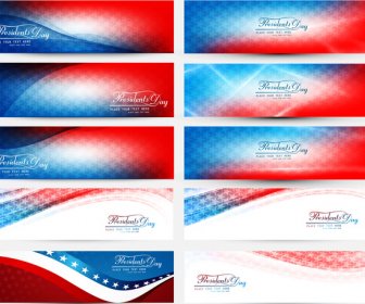 カラフルなヘッダーを持つアメリカ合衆国の大統領の日設定コレクションのベクトル図