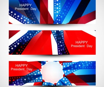 President Day In United States Of America With Colorful Header Set Vector Design