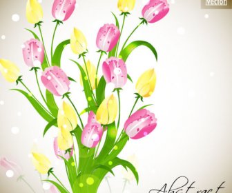 Bunga Cantik Latar Belakang Vektor Grafis Set