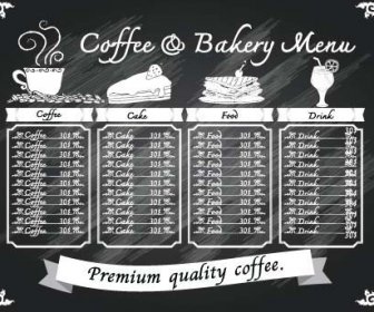 Lista De Precios, Menu Para Cafe Vector