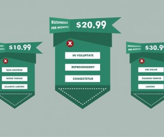 Price Table Sets Design With Green Webpage Styles