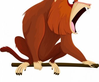 Primate Icon Cynocephalus Species Sketch Cartoon Design