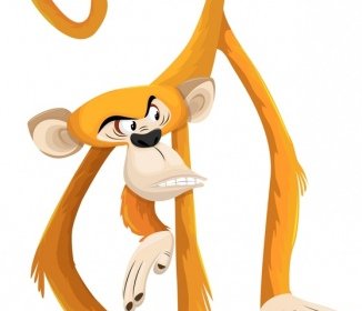 ícone Da Espécie Do Primata Engraçado Macaco Esboço Personagem Dos Desenhos Animados