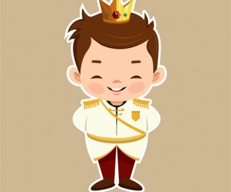 Prince Icon Elegant Boy Sketch Flat Cartoon Character