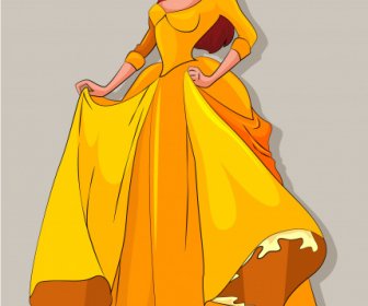 Princesa Icono Elegante Chica Sketch Personaje De Dibujos Animados