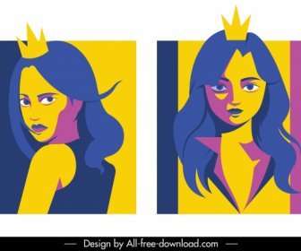 Prinzessin Porträt Avatar Farbige Cartoon-Charakter-Skizze