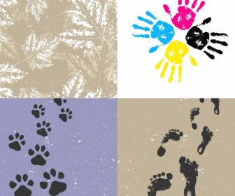 Print Marks Background Sets Leaf Hand Foot Icons