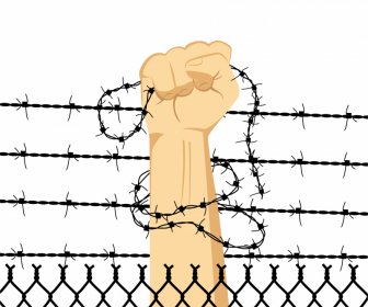 prison objection icon inmate hands bared wire sketch