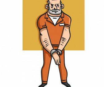 Prisoner Icon Handdrawn Cartoon Character Sketch