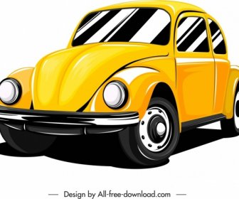 ícone Do Carro Privado Modelo Clássico Esboço Amarelo