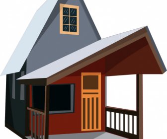 私人住宅範本削尖屋頂彩色3d 草圖