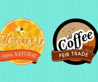 Produktetiketten Förderung Setzt Honig Und Kaffee Stile