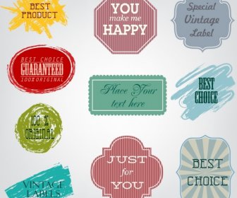 Products Labels Collection Grunge Retro Shaped Decor