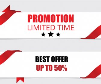 Promotion Banner With Red Ribbon
