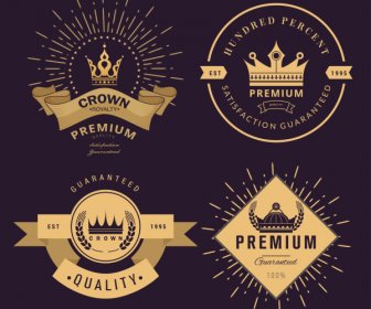 Promotional Labels Templates Luxury Elegant Crown Ribbon Decor