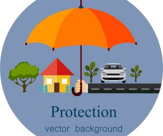 Property Protection Concept Background Design With Protecting Umbrella
