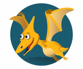 Pteranodon Dinosaur Icône Drôle Dessin Animé Caractère Design