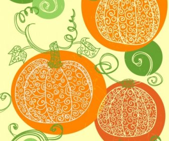 Pumpkin Background Handdrawn Sketch Curves Calligraphy Decor