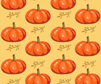 Pumpkins Pattern Colored Classical Repeating Sketch