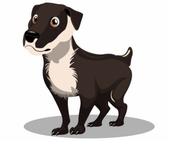 子犬アイコン黒白い毛皮で覆われたスケッチ