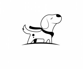 puppy icon logotype cute flat handdrawn outline