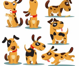 puppy icons cute emotion sketch cartoon design