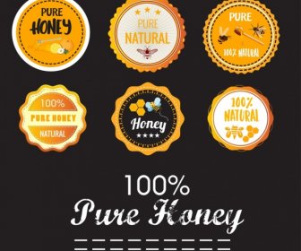 Коллекция чистых медовых марок с зубчатым круглым дизайном