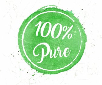 Pure Products Stamp Template Grunge Green Circle Design