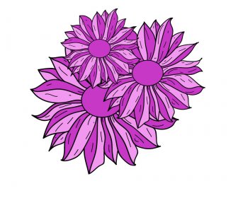 Purple Drawn Flowers