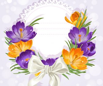 Purple Flower With Bow Vector Cards