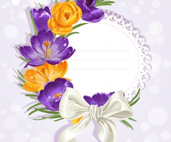 弓ベクトル カードと紫の花