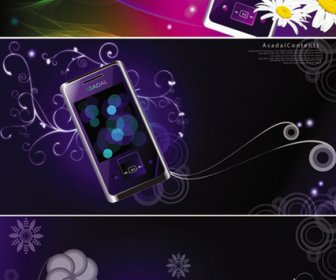 紫の携帯電話の背景