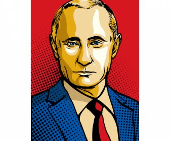 Putin President Portrait Template Handdrawn Cartoon Outline