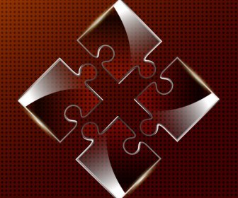 Puzzle-Gelenke Hintergrunddekoration Glänzende Transparente Icons