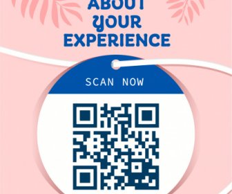 Qr Code Banner Template Hang Tag Leaves Decor