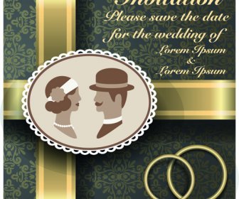 Qrnate Floral Pattern Wedding Invitations Vector