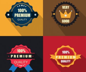 Quality Assurance Badges Icons Colorful Circles Shapes Isolation