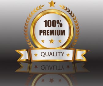 Quality Assurance Label Shiny Golden Decor 3d Design