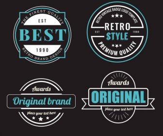Quality Award Badge Templates Dark Flat Retro Decor