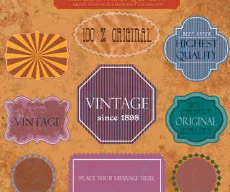 Quality Certification Labels With Various Vintage Shapes