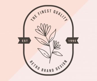 Quality Label Template Retro Design Handdrawn Floral Sketch