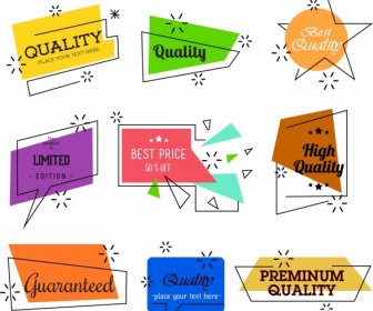 Quality Labels Collection Multicolored Flat Shapes Design