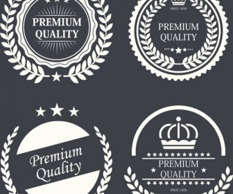 Quality Warranty Labels Sets Classical Black White Circles